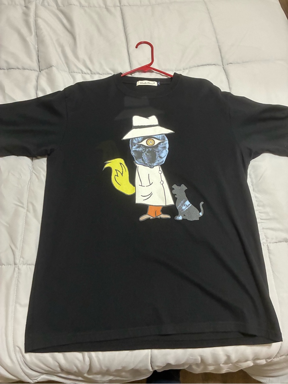 Undercover Black Kids Tee with Multicolor Detective Fox Graphic